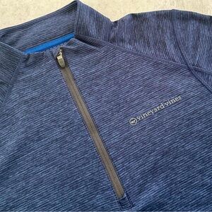 Vineyard Vines Striped Sankaty Half-Zip Pullover in Blue Depth, M